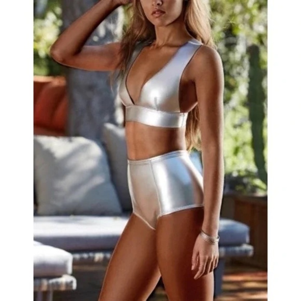 Billabong Metallic Silver Neoprene Bikini Set